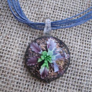 Murano Glass Flower Pendant Necklace